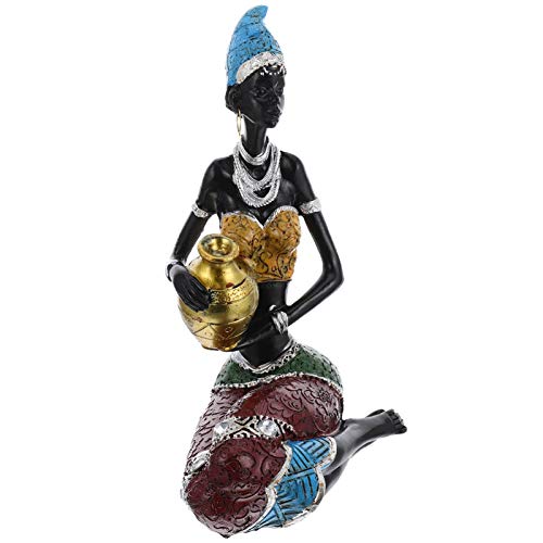 BESPORTBLE 1 Unidade Enfeite De Mulher Africana Decoração De Casa Escultura De Mão Estatueta Étnica
