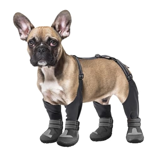 Botas con tirantes para perro, impermeables con tirantes, botas antideslizantes para nieve, botas de nieve ajustables para proteger las patas de la lluvia, la nieve, el aguanieve y la nieve derretida