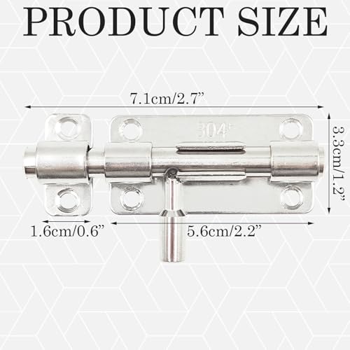 2 Stück Edelstahl Slide Bolt Verriegelung, Riegelschloss mit Vorhängeschloss Loch, Metall Bolzenriegel, Schieberiegel zum, Verfügbar. Geeignet für alle Innentüren, Fenster.