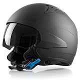 Westt Open Face Motorcycle Helmet, 3/4 Motorcycle Helmet DOT Approved, Lightweight Moped Helmet with Built-in Sun Visor, Quick Release Strap, Removable Washable Liner, Scooter Helmet for Adults