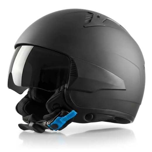 Casco Moto I Casco de Motorista para Hombres y Mujeres I Casco Retro I Casco de Motorista con Visera I Casco de ciclomotor con 3 Piezas Laterales Intercambiables I Certificado ECE