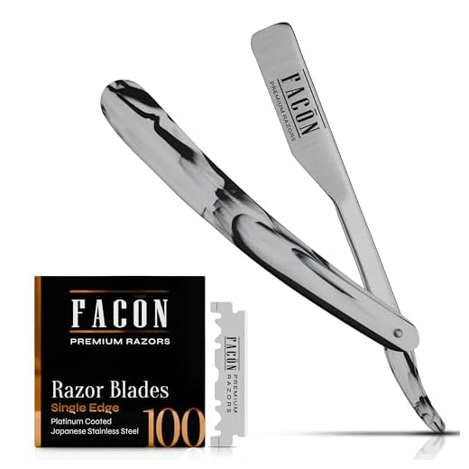 Facón Straight Razors for Men - Professional Barber Straight Edge Razor Kit with 100 Blades, Classic Stainless Steel Barbero Shaver for a Smooth & Precise Shave, Premium Barber Razor for Men's Shaving