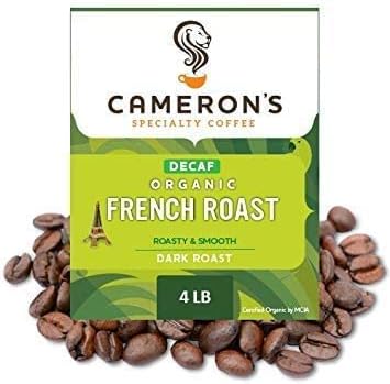 Cameron's Coffee Organic Decaf French Roast Whole Bean Coffee, Dark Roast, 100% Arabica, Bulk, 4-Pound Bag, (Pack of 1)