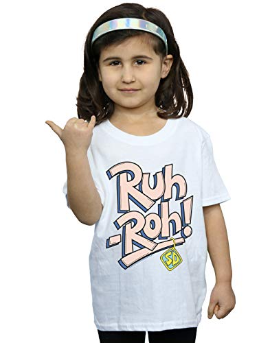 Absolute Cult Scooby Doo Girls Ruh-Roh Dog Tag T-Shirt White 5-6 Years
