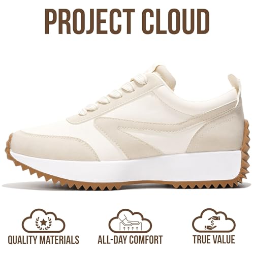 Image of Project Cloud Womens Sneakers - Memory Foam Insole and Lightweight Spring Shoes - Non-Slip Lace Up Trendy Shoes - Fashion Sneakers for Women 2026