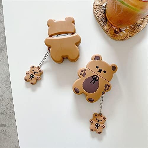 Miniatura 3 de Funda de silicona ultra gruesa y suave con llavero para Apple AirPod 3D de dibujos animados de animales lindos kawaii adorables para niños, niñas,