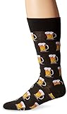 Hot Sox Men's Food and Booze Novelty Fashion Casual Socks, Beer (Black), Shoe Size: 6-12