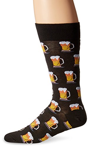 Hot Sox Men's Food and Booze Novelty Casual Crew Socks, Beer (Black), Shoe