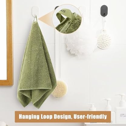SEMAXE Badetuch-Set, 100 % Baumwolle, 6 Badetücher, 6 Handtücher, 6 Waschlappen, Badetücher mit Aufhängeschlaufen, saugfähiges Handtuch, Hotelspa-Qualität, Grün, 18 Stück – Bild 8