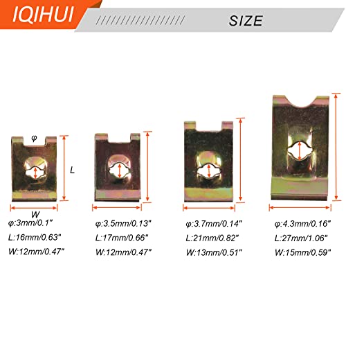 Iqihui 110 Pieces 4 Sizes U Nut Clips, U Clips, Auto Car Metal Clip Nuts For Motorcycle Automotive Repair Replacement #TOP1