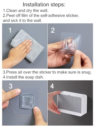 Image of SAHAJ Enterprise Plastic Creative Wall Mounted Double Bar Bathroom Soap Box Holder Soap Dish with Drainage Box Soap Box with Lid Single, Double Grid Soap Draining Rack (4, 1 Lid)