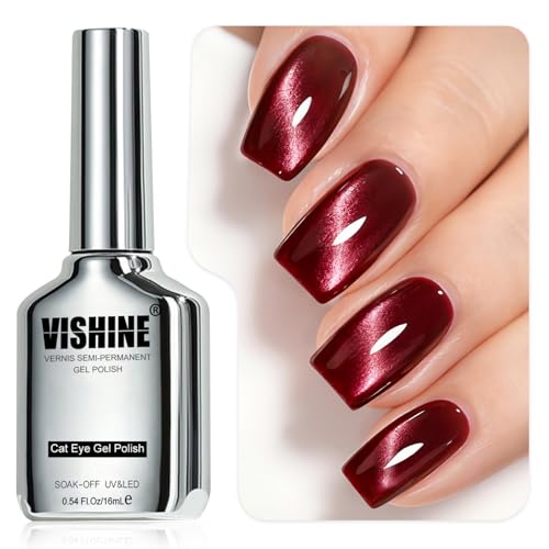 Esmalte en gel Vishine 16ml con efecto ojo de gato rojo miniatura 1