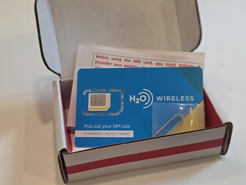 H2O H20 Wireless SIM Card kit only - Without Plan - with SIM Ejection Tool (NOT Compatible with iPhone 14/15/16 or Other eSIM-only Phones) by Terra Wireless. Phone Must BE AT&T Network Compatible.