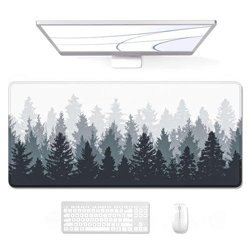 Image of Auhoahsil Large Mouse Pad, XXL Gaming Mousepad, Desk Mat for Desktop, Thick Rubber, Big & Long Size, Stitched Edges, Full Desk Pad for Laptop & Computer, Extended 31.5 x 11.8 in, Ink Misty Forest