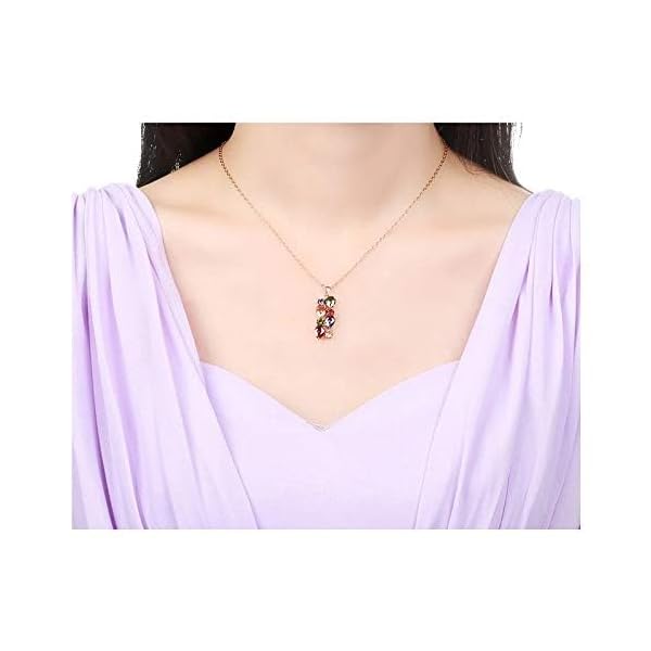 YouBella Jewellery Set Multi-Color AAA Swiss Zircon Rose Gold Crystal Necklace Pendant Ring Bracelet Bangle and earrings Jewellery Combo For Girls and Women (Pendant, Earrings, Ring and Bracelet) - Image 4