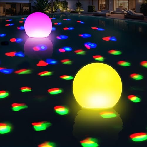 Wiederaufladbare schwimmende Pool-Lichter, 15,2 cm, leuchtende Poolkugeln mit Unterwasser-Lichtern, Farbwechsel-LED-Pool-Licht, das schwimmt, IP68 wasserdicht, schwimmendes Licht für Pool, Party