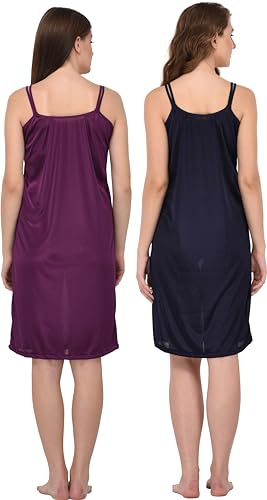 Image of You Forever Women Sexy Satin Striped Solid Above Knee Length Nighty, Loungewear, Nightwear, Sleepwear, Home Wear Short Nighty for Women Pack of 2
