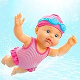Toyana Swimming Doll - 13 Inch, Lifelike Floating Baby Born Doll with Moving Arms & Legs Bath Tub & Pool Toy, Cute Removable Costume, Waterproof Swim Doll for Bathtime Play Fun Gift Toy