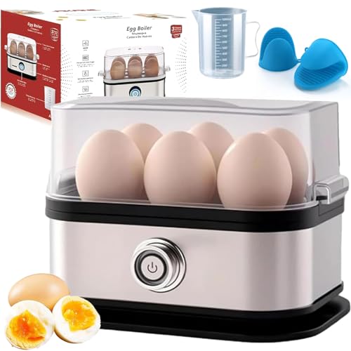 2026 Innovative Multifunctional Egg Steamer with Transparent Lid, Egg Boiler and Poacher, Deluxe Rapid Egg Cooker, 6 Egg Capacity, Auto Shut-Off Feature