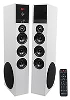 Rockville TM150W White Powered Home Theater Tower Speakers 10&quot; Sub/Bluetooth/USB