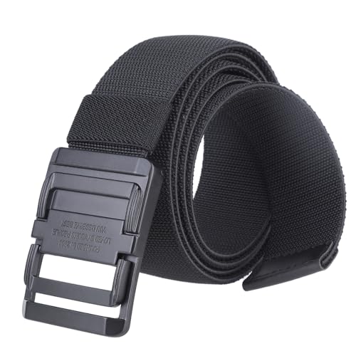 moonsix Cut to Fit Nylon Web Stretch Belt for Men, Adjustable Outdoor Hiking Casual Elastic Waist Belt with Alloy Buckle