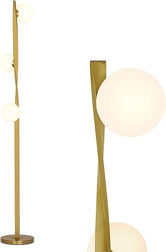 Brightech Nola - Lámpara de pie moderna de 3 globos de mediados de siglo para sala de estar, iluminación brillante, lámpara de pie giratoria LED