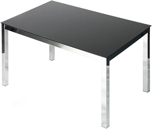 Miniatura 4 de Pemberly Row Mesa de cristal templado con marco de metal cromado contemporáneo en negro