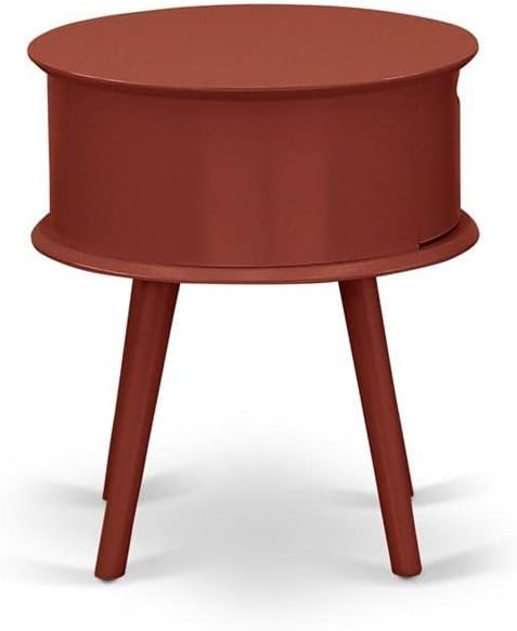 East West Furniture GONE13 One piece wonderful Gordon round table night stand with Drawer, 1-Pack, Burgundy Finish