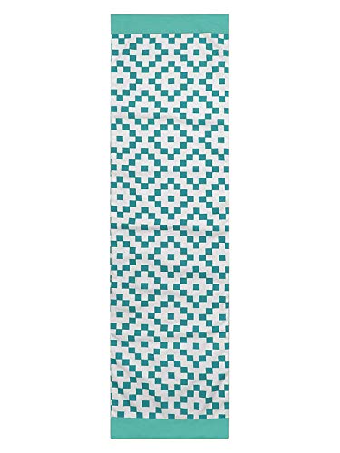 Image of Dekor World Fun with Checks Printed Blue Table Runner (33x180cm) (Pack of 1)-6 Seater Dinning & Center Table