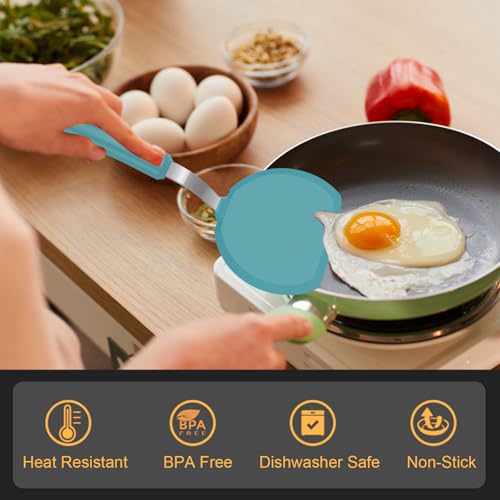 Image of Beijiyi Silicone Spatula Turner Set of 3, 600F Heat Resistant (Blue)