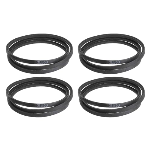 uxcell 4 Pcs 3L560 Classic Wrapped Rubber V-Belt, 56"(1422mm) Outside Circumference, 3L Profile V Belt 3/8" Width 7/32" Height
