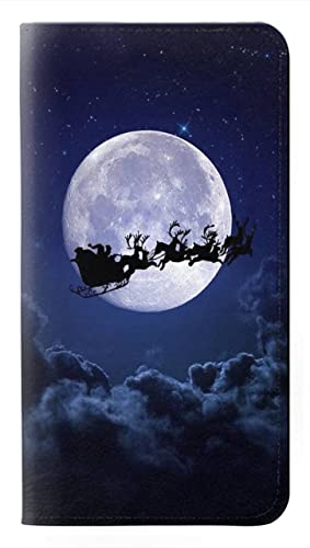 Étui cuir iPhone Santa Moon de qualité supérieure avec clapet