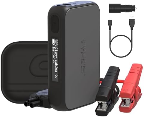 Type S Dynamic D10 1000A Car Jump Starter Portable - UL Certified 12V Battery Booster for 6L Gas/3L Diesel, 8000mAh Power Bank with LCD Display