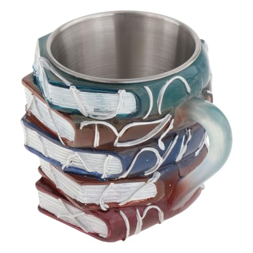 Sharplace Taza de café de resina con forma de libros apilados pintados, colorida, para decoración de mesa de profesores.