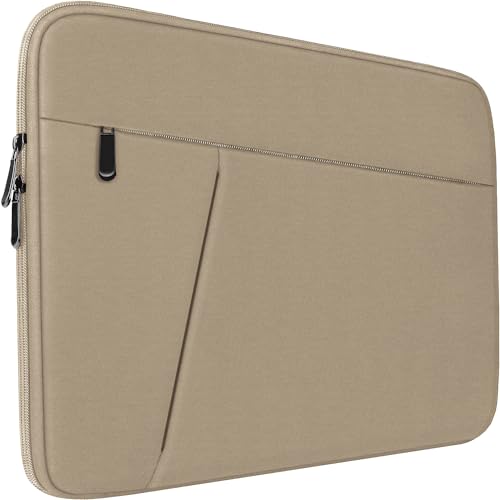 Image of 15.6 inch Laptop Sleeve, Shockproof Protective Computer Carrying Cover with Front Pocket, Briefcase Handbags Laptop Case for 15.6 inch HP, Dell, Acer, Asus, Notebook, Khaki