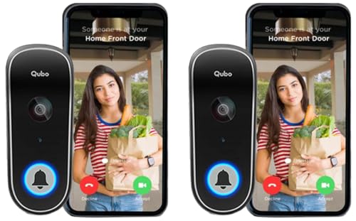 Image of Qubo Smart WiFi Video Doorbell from Hero Group | Instant Phone Visitor Video Call | Intruder Alarm System | 1080P FHD Camera | 2-Way Talk | Alexa & OK Google | Plug and Play AC Chime | Made in India