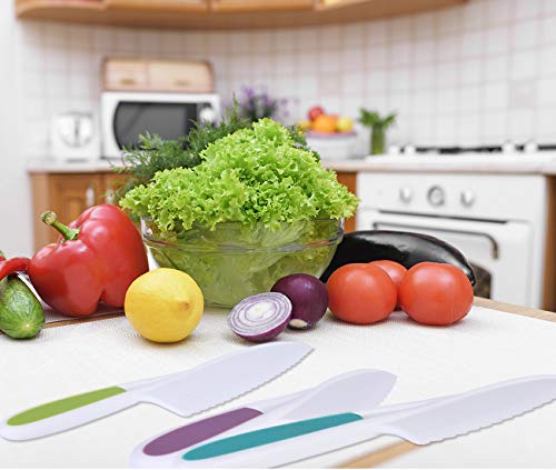 3-Piece Plastic Kids Knife Set - Salad Lettuce Knife for Children - Kid Safe Kitchen Cooking Chef Nylon Knife - Perfect Cutting Knives for Fruit, Vegetables, Cake, Bread, Green - Image 5