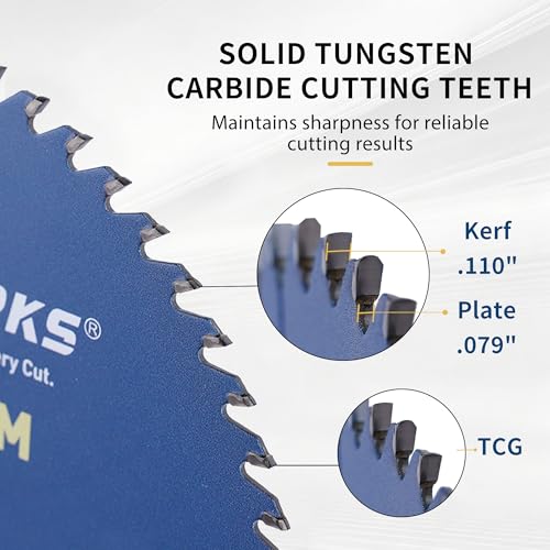 SawWorks 10 Inch 80T Circular Saw Blade TCG Carbide Tipped, Multi-Purpose Precision Cutting Saw Blade for Non-Ferrous Metal Aluminum & Plastic with 5/8" Arbor for Table Saws & Miter Saws — view 2