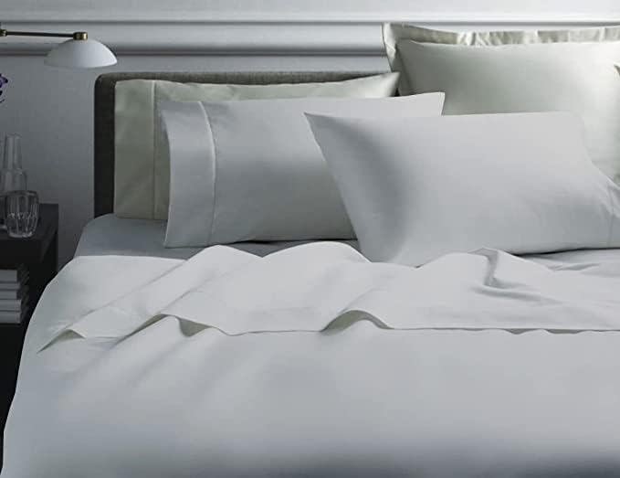 Image of Flat Bed Sheet with 1 Pillow Covers 600 Thread Count 100% Egyptian Cotton Bedsheet Single Size Gray