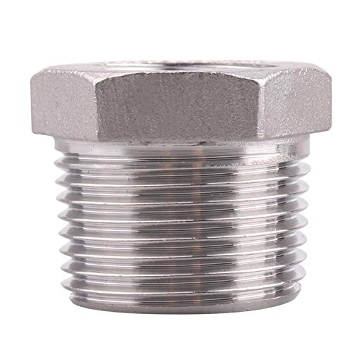 DERPIPE Stainless Steel Reducer Hex Flush Bushing, 3/4\" NPT Male 1/2\" NPT Female,Reducing Adapter Cast Pipe Fitting (Pack of 2) - Thumbnail 3