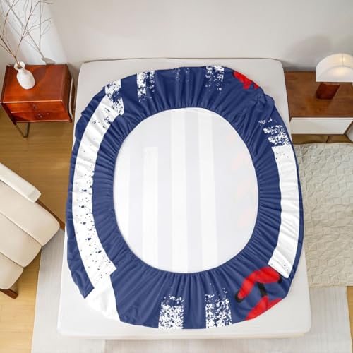 Image of Castle Fairy Navy Blue Red Bed Sheet Queen Size,Ball Sports Games Sheets,Kids Baseball Bedding Sets (1 Fitted,1 Flat,2 Pillowcases) Luxury Deep Pocket Bed Sheets