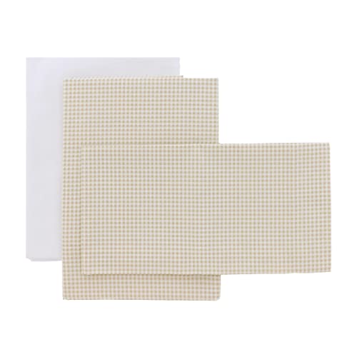 Parure de berceau 80x120 cm Cambrass Vichy10 beige, ensemble lit bébé 3 pièces coton