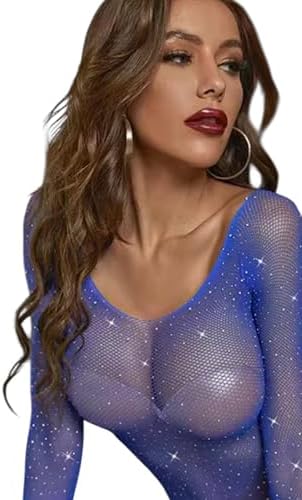 VÜCUT ÇORABI BODYSTOKİNG MAVİ RENKLİ TAŞLI ELBİSE ETEK İÇİ FANTAZİ İÇ GİYİM FİLELİ - Görsel 5