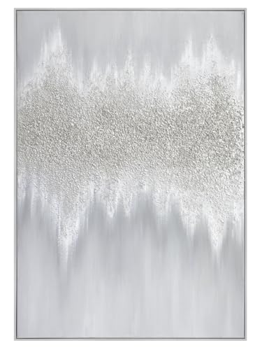 Silver Abstract Wall Art Decor - Grey Hand-Painting Embellished with