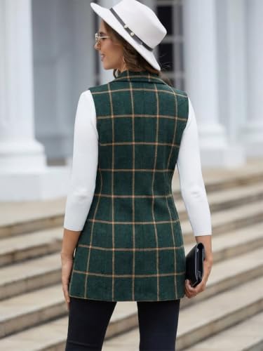 Image of IDEALSANXUN Plaid Vest for Women Fall Winter Sleeveless Blazer Jackets