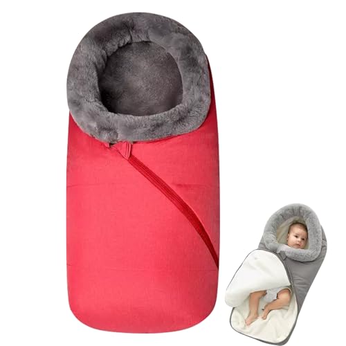 Liemuao Babyfußsack Buggy Fusssack Kinderwagen Winter, Universal Fußsack für Buggys mit Fleece Innenfutter, Reißverschluss & 3-/5-Punkt-Gurtsystem, Ideal für kaltes Wetter (Rot)