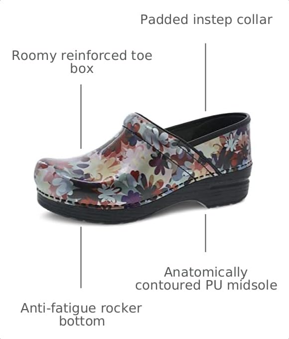 Image of Dansko Professional Slip-On Clogs for Women - Rocker Sole and Arch Support for Comfort - Ideal for Long Standing Professionals - Nursing, Veterinarians, Food Service, Healthcare Professionals
