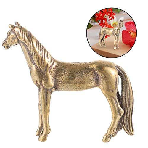 Tehaux Feng Shui Brass Horse Statue: Miniature Horse Figurine Vintage Animal Figures Tea Pet Sculpture Paperweight Collectibles Gift For Home Office #TOP7
