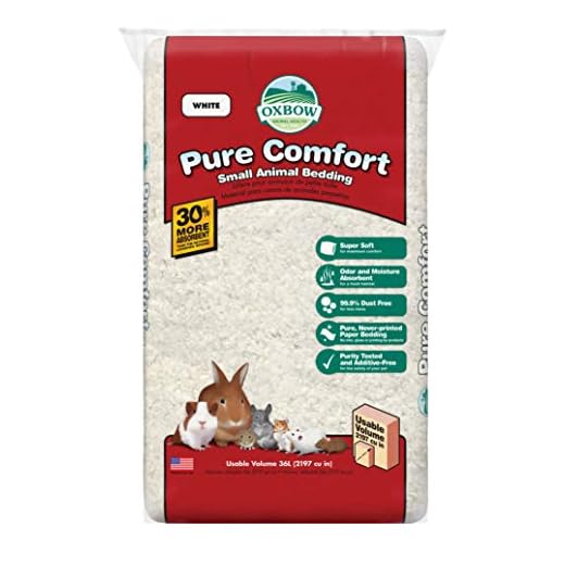Oxbow Pure Comfort Small Animal Bedding, Odor & Moisture Absorbent Litter for Bunny Litter Box, Low Dust Bedding for Guinea Pig Cage, White Paper, 36 Liter Bag