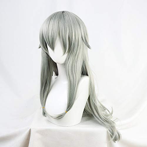 Grass Gray Cosplay Wavy Long Synthetic Hair Anime Lolita Comic Exhibition Halloween Carnival Cosplay Hair COS Ombre Wigs with Bangs